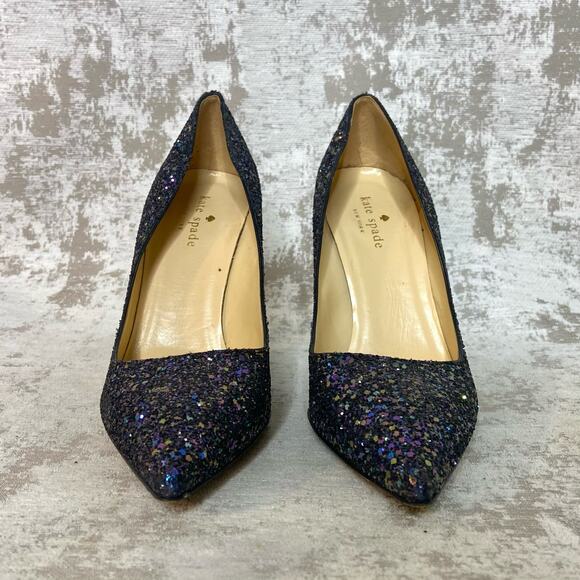 Kate Spade Licorice Pointed Toe Pumps in Navy Glitter - Picture 5 of 9